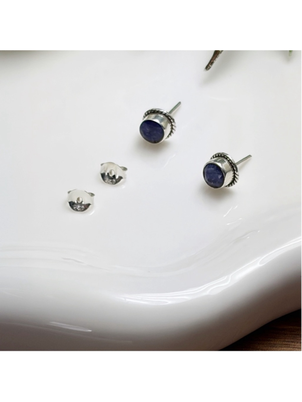 Garnet & Blue Scheelite Pendant Necklace Jewelry Set Lot Sapphire Earrings 925 - Picture 4 of 8